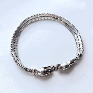 925 Milor Italy Sterling Silver Double Panther Head Chevron Link Bracelet 7.5”